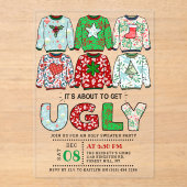 Ugly Christmas Sweater Holiday Party アクリル招待状 (正面)