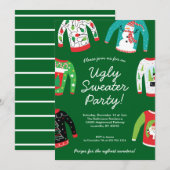 Ugly Christmas Sweater Party Invitation シーズンカード (正面/裏面)