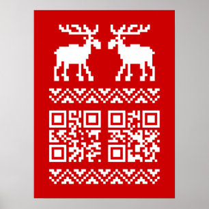 Ugly Christmas Sweater QR Code Happy New Year ! ポスター