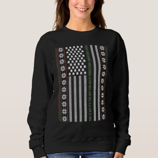 Ugly Christmas Sweater USA Flag Retro  Merry Chris スウェットシャツ (正面)
