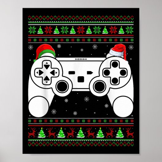 Ugly Christmas Sweater Video Game Controller Xmas  ポスター (正面)