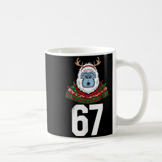 Ugly Christmas Sweater Yeti Gorilla Reindeer 67  コーヒーマグカップ (右)