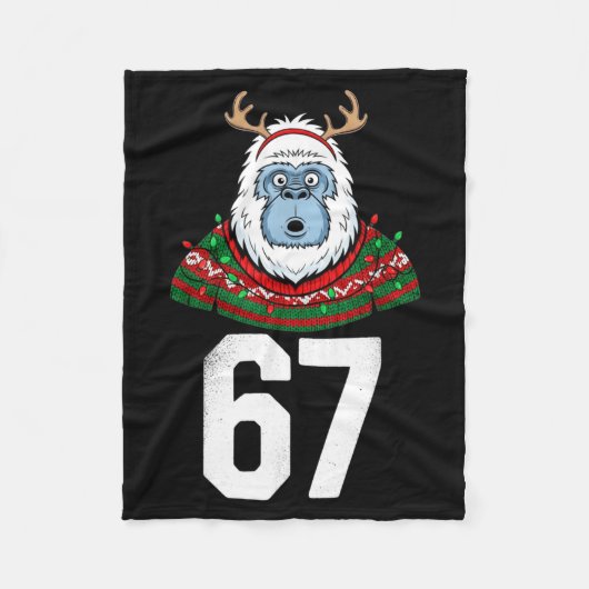 Ugly Christmas Sweater Yeti Gorilla Reindeer 67  フリースブランケット (正面)