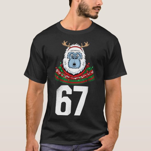 Ugly Christmas Sweater Yeti Gorilla Reindeer 67  Tシャツ (正面)