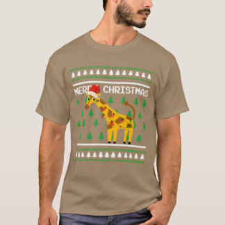 Ugly Christmas Sweatershirt クリスマス+キリン+家族 Tシャツ