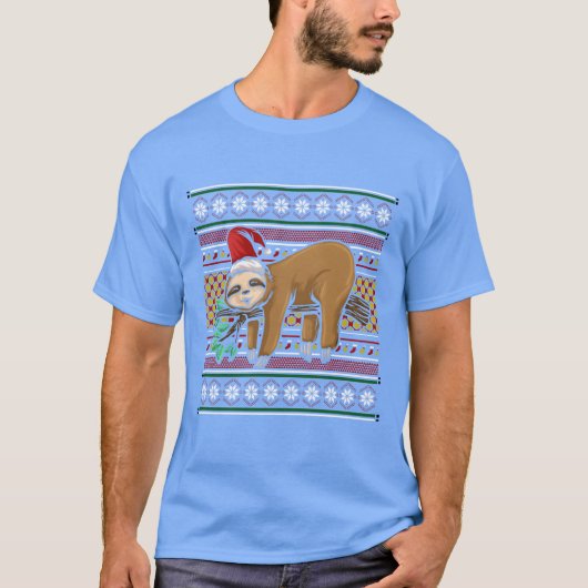 Ugly Christmas Sweatershirt Christmas Sloth gift Tシャツ (正面)