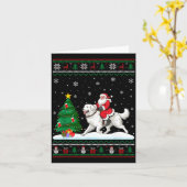 Ugly Christmas Tree Lights Santa Riding Great Pyre カード (黄色い花)