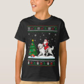 Ugly Christmas Tree Lights Santa Riding Great Pyre Tシャツ (正面)