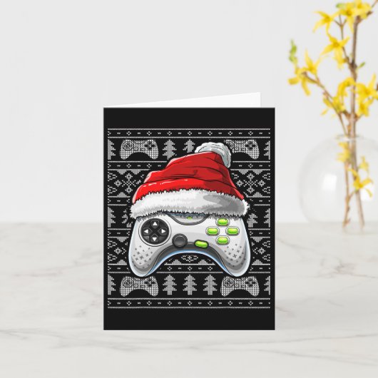 Ugly Christmas Video Game Controller Christmas Gam カード (黄色い花)