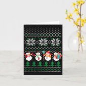 Ugly Christmas Xmas Tree Snowman Santa Claus New Y カード (黄色い花)