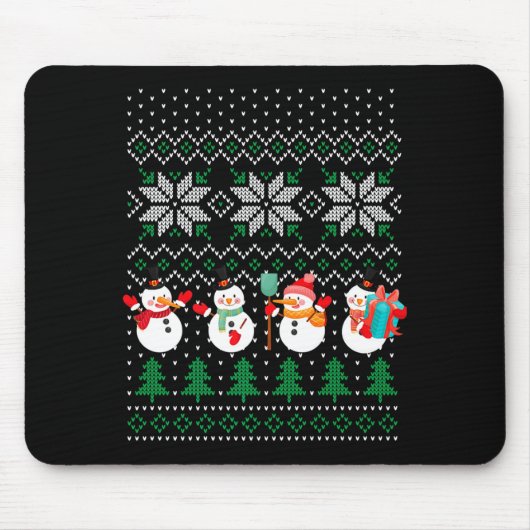 Ugly Christmas Xmas Tree Snowman Santa Claus New Y マウスパッド (正面)