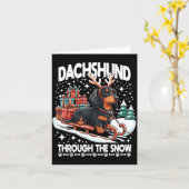 Ugly Dachshund Christmasthrough The Snow Gift Chri カード (黄色い花)