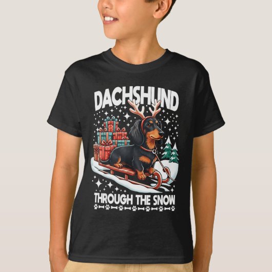 Ugly Dachshund Christmasthrough The Snow Gift Chri Tシャツ (正面)
