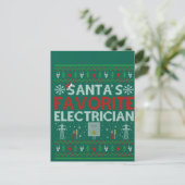 Ugly Electrician Xmas Gift Santa Loves Electrician ポストカード (スタンド正面)