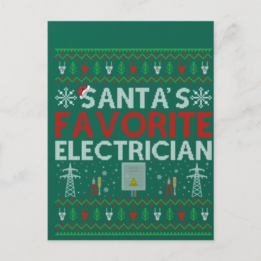 Ugly Electrician Xmas Gift Santa Loves Electrician ポストカード (正面)