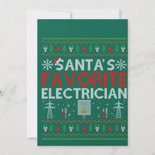 Ugly Electrician Xmas Gift Santa Loves Electrician 招待状 (正面)
