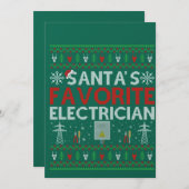 Ugly Electrician Xmas Gift Santa Loves Electrician 招待状 (正面/裏面)