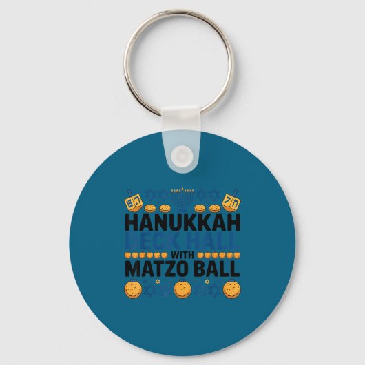 Ugly Hanukkah Deck Hall With Matzo Ball Chanukah  キーホルダー (正面)
