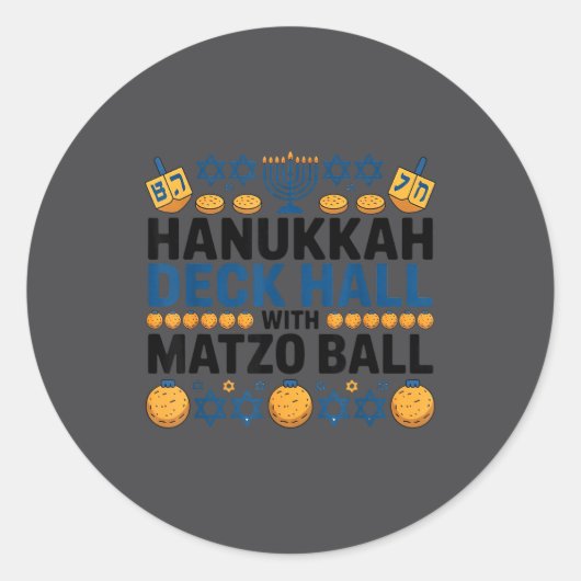 Ugly Hanukkah Deck Hall With Matzo Ball Chanukah  ラウンドシール (正面)