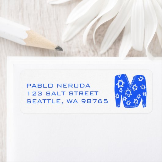Ugly Hanukkah Sweater Cute CUSTOM Mailing Address ラベル (インサイチュ)