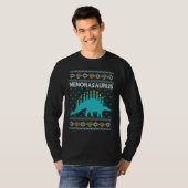 Ugly Hanukkah Sweater Dinosaur Menorah Dino Boys M Tシャツ (正面フル)