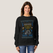 Ugly Hanukkah Sweater Lets Get Lit Menorah Men Wom スウェットシャツ (正面フル)