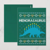 Ugly Hanukkah Sweater, Menorasaurus, Jewish Dinosa ポストカード (正面/裏面)