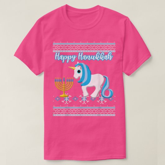 Ugly Hanukkah Unicorn Menorah Tシャツ (デザイン正面)