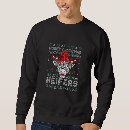 Ugly Mooey Christmas Heifers Santa Cow スウェットシャツ (正面)