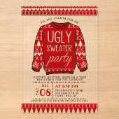 Ugly Red Christmas Sweater Holiday Party アクリル招待状 (正面)