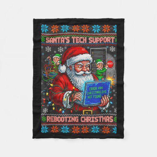 Ugly Support s Rebooting Santa Tech フリースブランケット (正面)