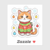 Ugly Sweater Cat — Funny Christmas Cat Sticker シール (シート)