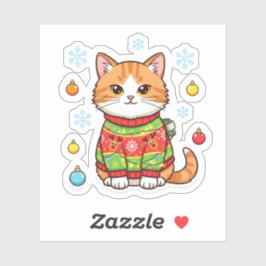 Ugly Sweater Cat — Funny Christmas Cat Sticker シール