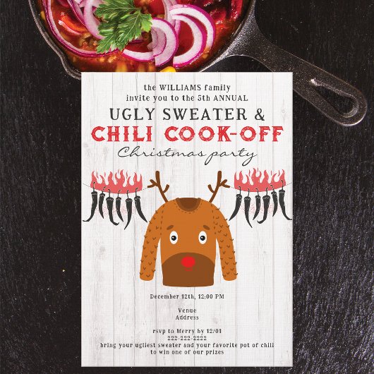 Ugly Sweater & Chili Cook Off Christmas Party 招待状