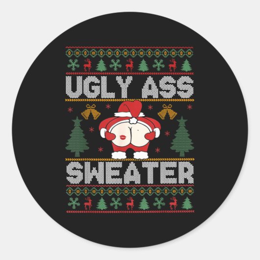 Ugly Sweater Christmas  ラウンドシール (正面)