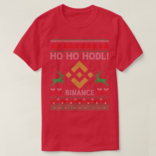 Ugly Sweater Christmas Binance BNB Coin HODL Crypt Tシャツ (デザイン正面)
