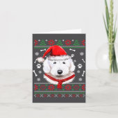 Ugly Sweater Christmas Bobtail Dog Santa Hat Pajam カード (正面)