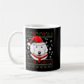 Ugly Sweater Christmas Bobtail Dog Santa Hat Pajam コーヒーマグカップ (左)