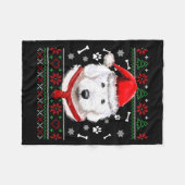 Ugly Sweater Christmas Bobtail Dog Santa Hat Pajam フリースブランケット (正面(横))