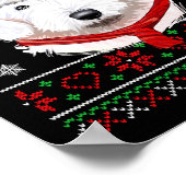 Ugly Sweater Christmas Bobtail Dog Santa Hat Pajam ポスター (角)