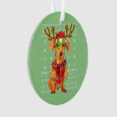 Ugly Sweater Christmas Lights Dachshund Dog Puppy オーナメント (正面)