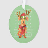 Ugly Sweater Christmas Lights Dachshund Dog Puppy オーナメント (正面)