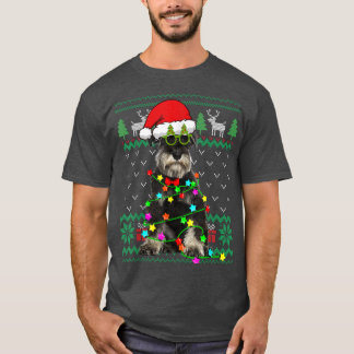Ugly Sweater Christmas Lights Schnauzer Dog Puppy  Tシャツ