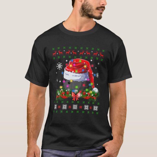 Ugly Sweater Christmas Pajama Lights Bowling Sport Tシャツ (正面)