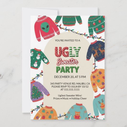Ugly Sweater Christmas Party 招待状 (正面)