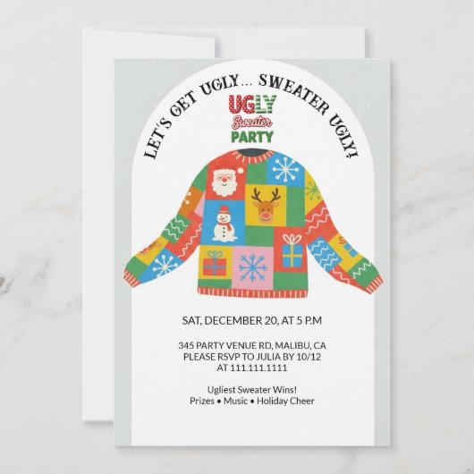 Ugly Sweater Christmas Party  招待状 (正面)