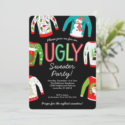 Ugly Sweater Christmas Party 招待状 (スタンド正面)