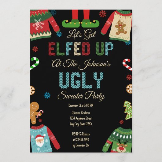 Ugly Sweater Christmas Party 招待状 (正面)