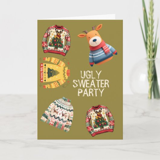 Ugly Sweater Christmas Party Folded Invitation 招待状 (正面)