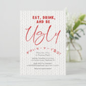 Ugly Sweater Christmas Party Holiday Knit Stitch 招待状 (スタンド正面)